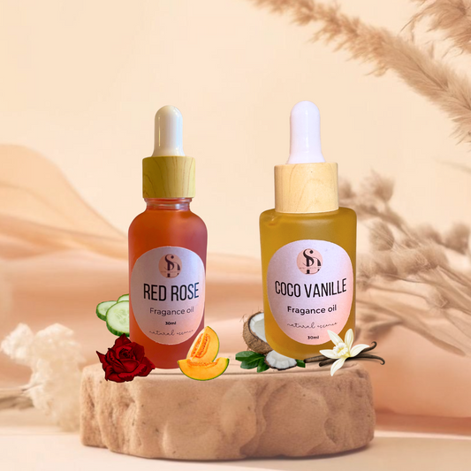 Duo huiles parfumées à brûler - Red Rose & Coco Vanille